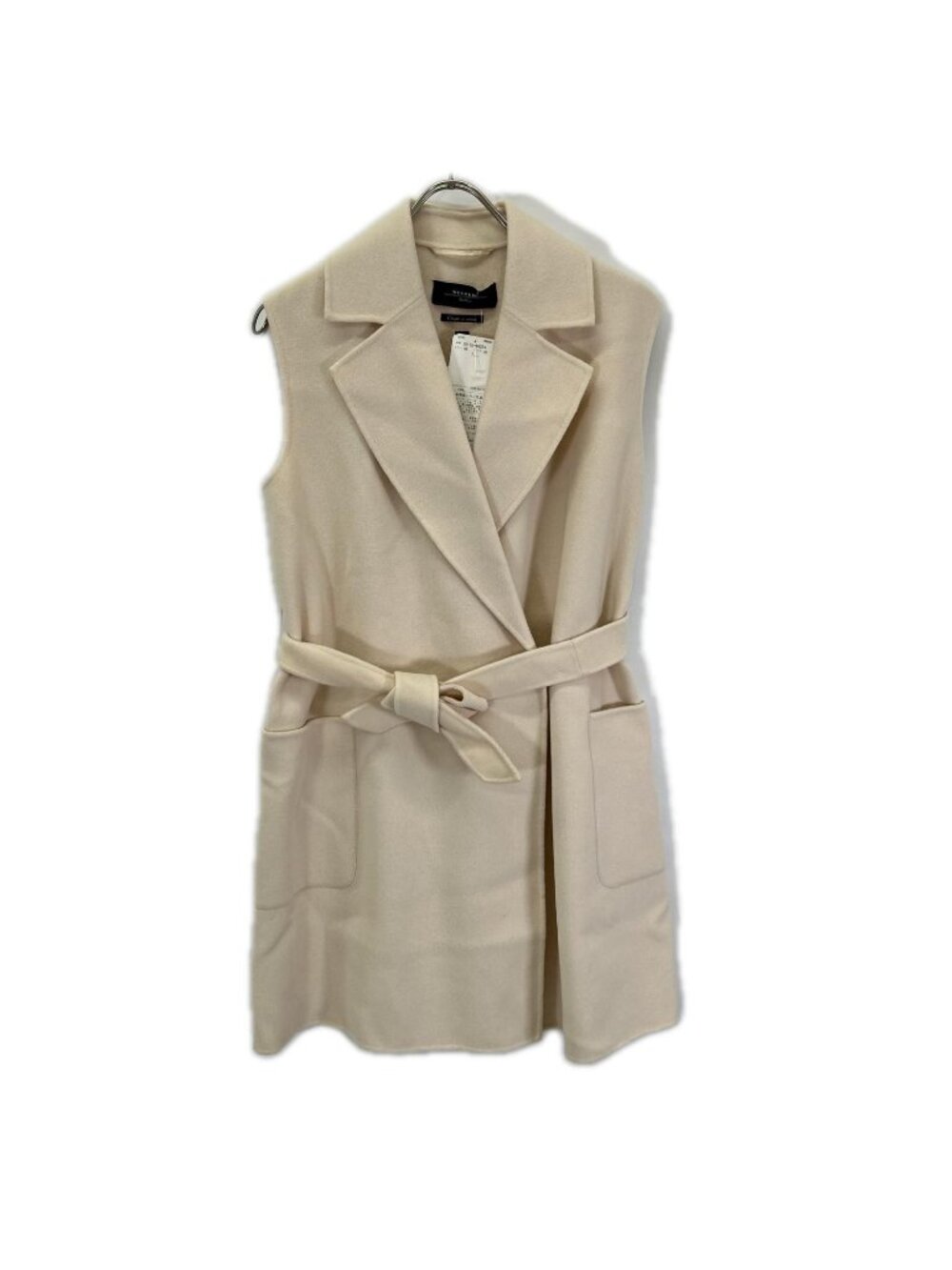 Max Mara Weekend Cucito Mano Ivory Wool Belted Gilet Coat Vest 40
